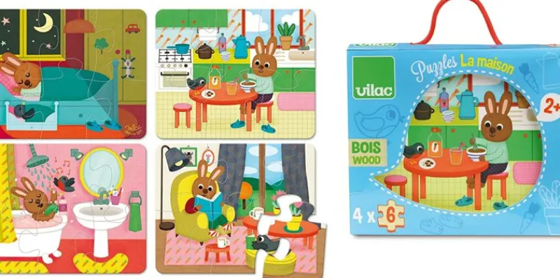 Vilac 4 Rompecabezas La Casa - ^ Rompecabezas De 12 Piezas