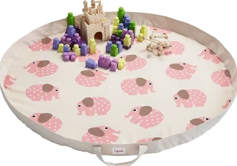 3 Sprouts Alfombra De Juego Elefante Rosa - ^ Alfombras De Juego
