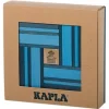 Kapla Caja De 40 Cartones Azul Claro Y Oscuro Con Libro - ^ Tablas De Madera