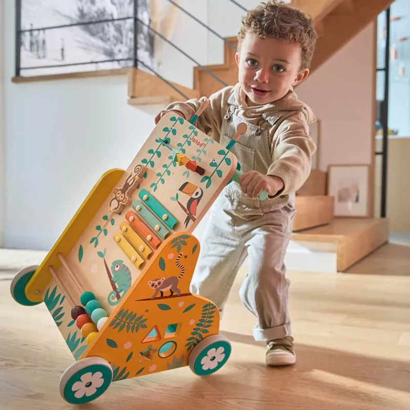 Janod Carrito Andador Multiactividades De Madera Tropik - ^ Carros De Paseo