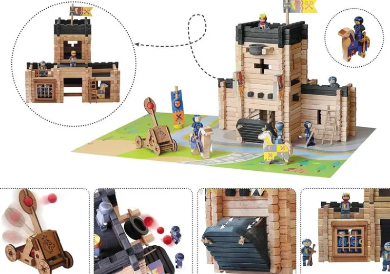Jeujura Castillo Fortificado Y Catapulta 270 Piezas - ^ Chalets Y Casas De Madera De Jeujura