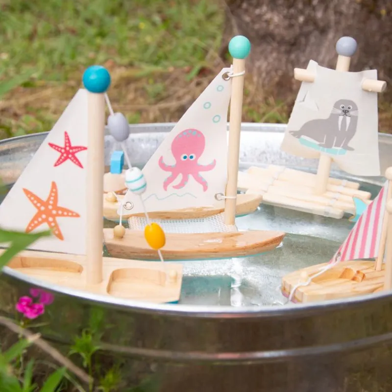 Small foot company Catamaran De Madera Para El Baño - ^ Barcos, Juguetes Para El Agua Y La Playa