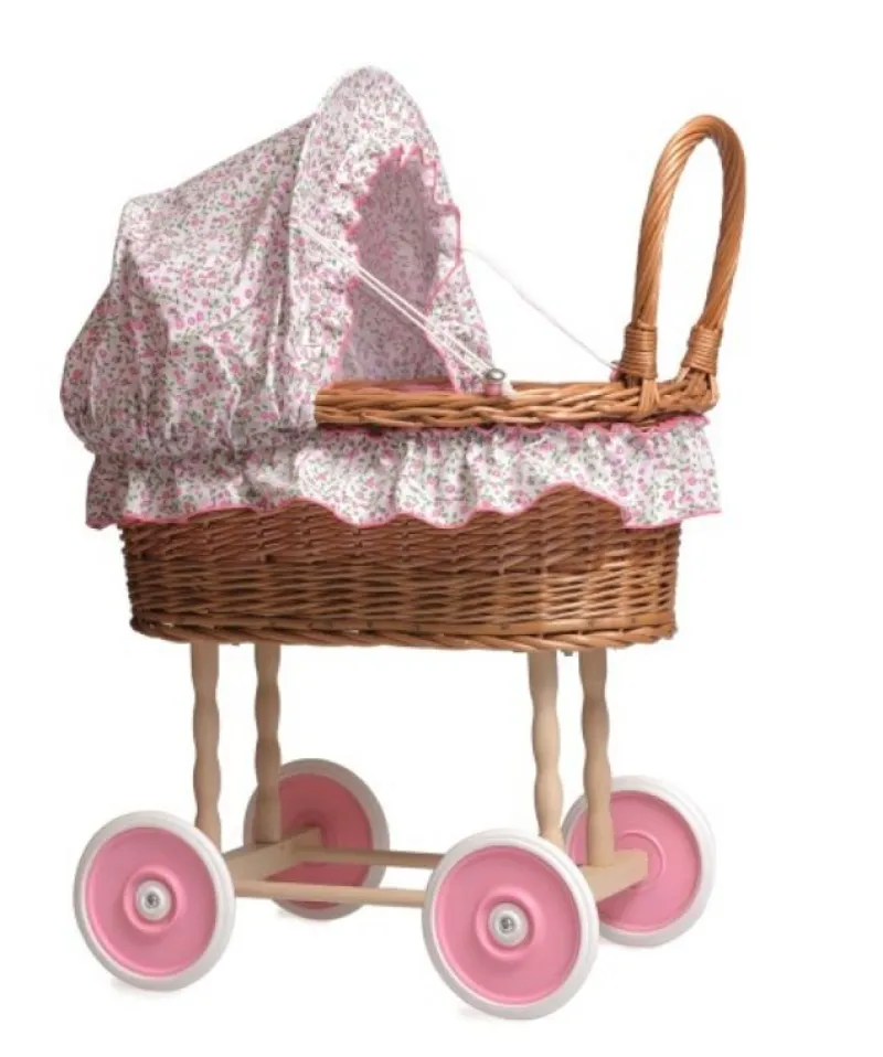 Egmont Toys Cochecito De Mimbre Con Decoración De Flores - ^ Cunas, Sillas De Paseo, Cochecitos...