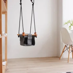 Solvej Swings Columpio De Madera Y Tela Gris - ^ Muebles De Jardín, Columpios
