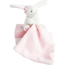 Doudou et Compagnie Conejo Peluche Con Panuelo Rosa En Una Caja De Flores - ^ Doudous