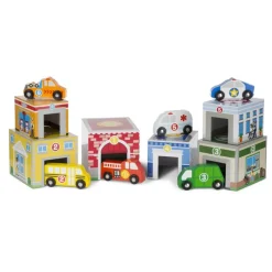 Melissa & Doug Edificios Y Vehiculos Que Deben Clasificarse Y Apilarse - ^ Coches, Camiones...