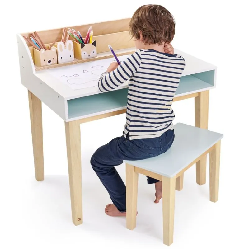 Tender Leaf Toys Escritorio Y Silla Para Niños De Contrachapado Y Madera De Hevea - ^ Escritorios, Mesas Y Sillas