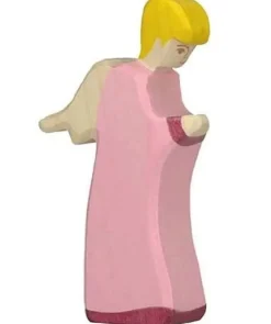 Holztiger Figura De Nacimiento De Navidad - Angel De Pie Rosa - ^ Cuentos Y Leyendas