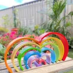 Bigjigs Toys Juego Arco Iris Grandes De Madera - ^ Juguetes Para El Aprendizaje Temprano Y La Motricidad