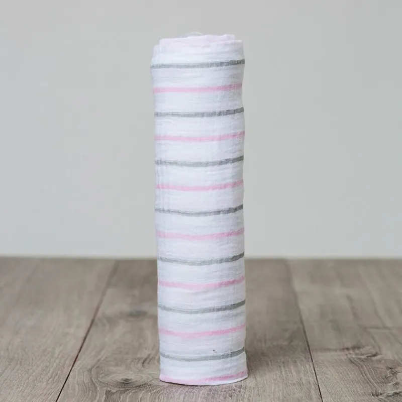 Lulujo Lange Mousseline - Rayures Roses - ^ Mantas Y Pañales