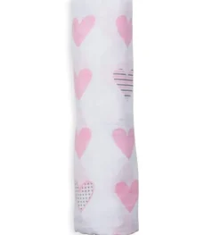 Lulujo Panal De Muselina - Coeurs Roses - ^ Mantas Y Pañales