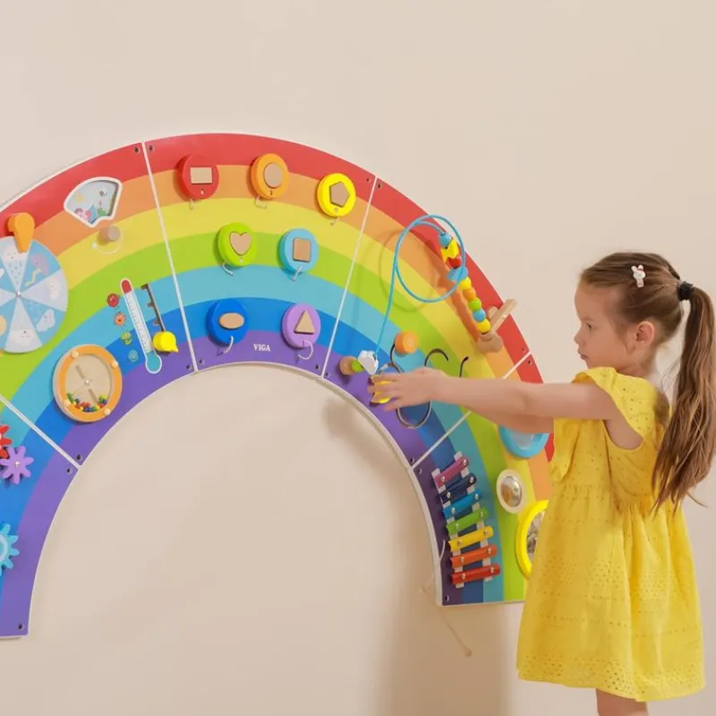 Viga Toys Panel De Actividades De La Pared Del Arcoiris - ^ Juguetes Para El Aprendizaje Temprano Y La Motricidad