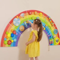 Viga Toys Panel De Actividades De La Pared Del Arcoiris - ^ Juguetes Para El Aprendizaje Temprano Y La Motricidad
