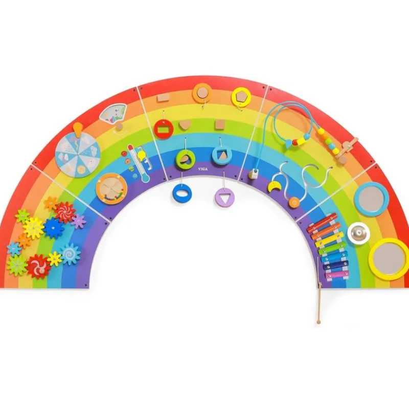 Viga Toys Panel De Actividades De La Pared Del Arcoiris - ^ Juguetes Para El Aprendizaje Temprano Y La Motricidad