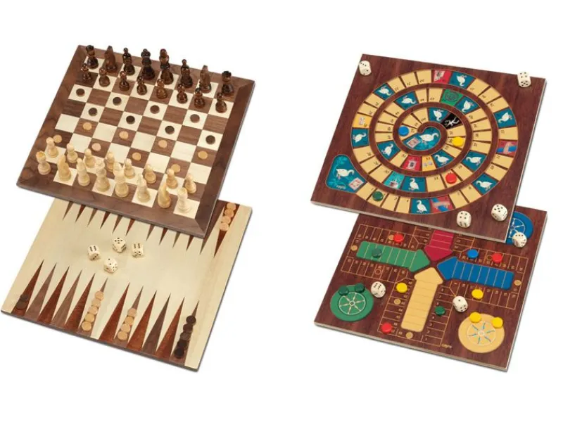 Cayro Set De 5 Juegos - ^ Ajedrez, Damas, Caballitos...