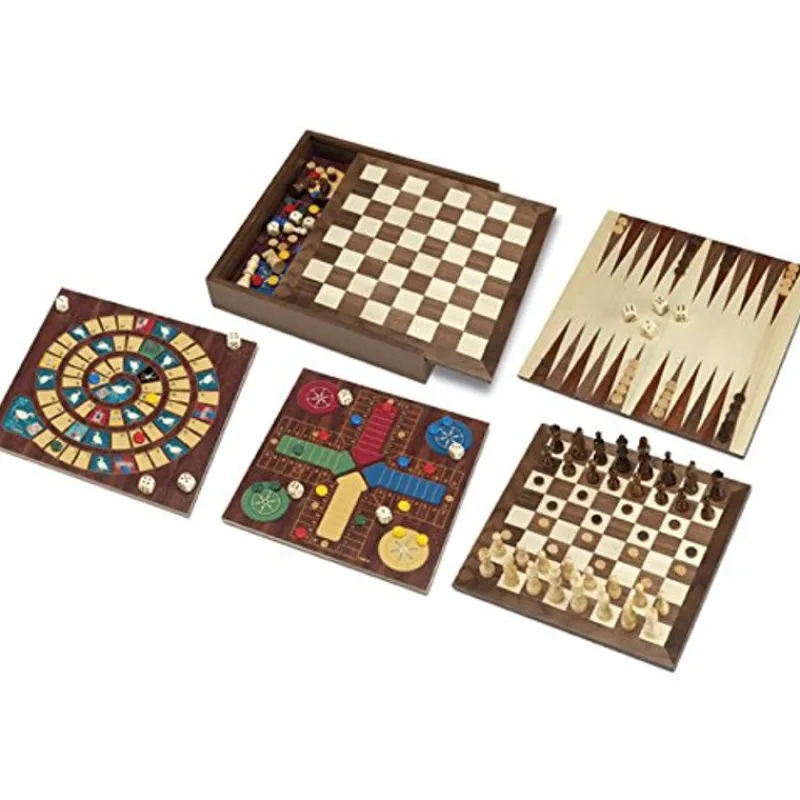 Cayro Set De 5 Juegos - ^ Ajedrez, Damas, Caballitos...