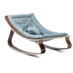 Charlie Crane Silla De Bebe Levo En Madera De Nogal - Azul Aruba - ^ Mobiliario De Guarderia