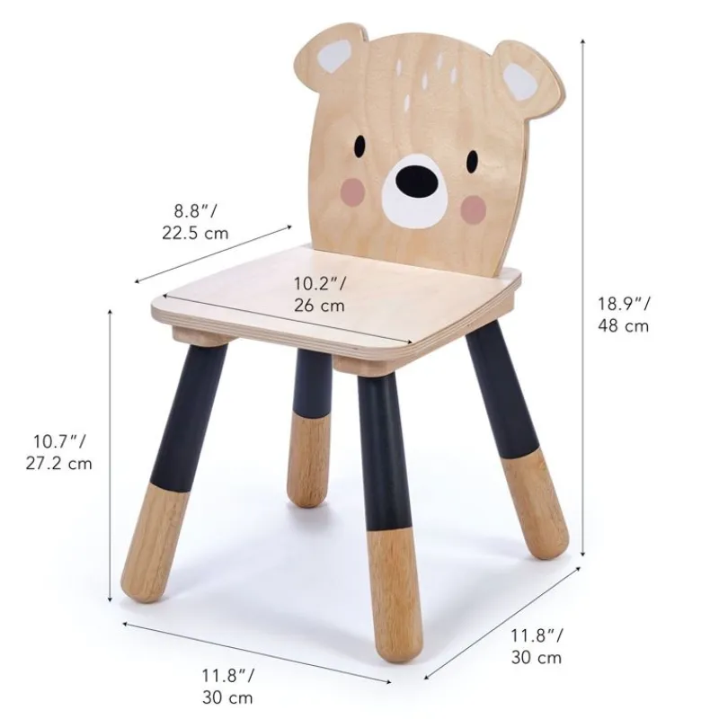 Tender Leaf Toys Silla Infantil De Madera Oso Beige 30 X 30 X 48 Cm - ^ Escritorios, Mesas Y Sillas