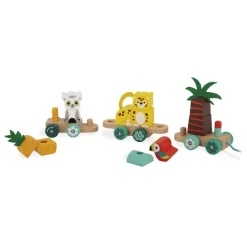 Janod Tren De Actividades Tropical De Arrastre De Madera - ^ Juguetes Que Tiran Y Empujan