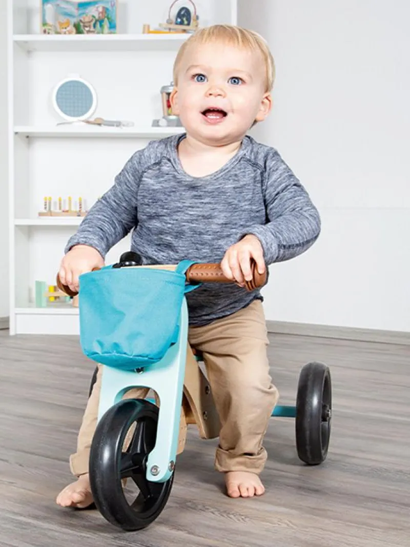 Small foot company Triciclo Sin Pedales 2 En 1 Turquesa - ^ Draisiennes Y Bicicletas De Madera